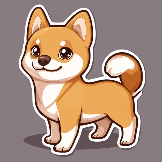Shiba Inu sticker cartoon style Expressive surreal Vinyl Decal Sticker for Car, Laptop, Tumbler and more # F025833