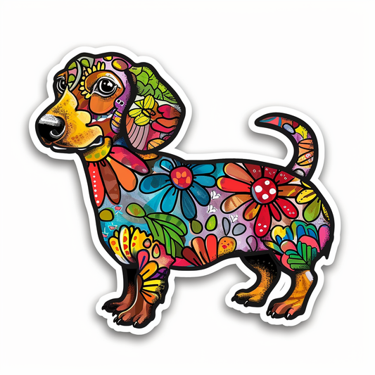 Dachshund Dog floral Vinyl Decal Sticker for Car, Laptop, Tumbler and more # F013160