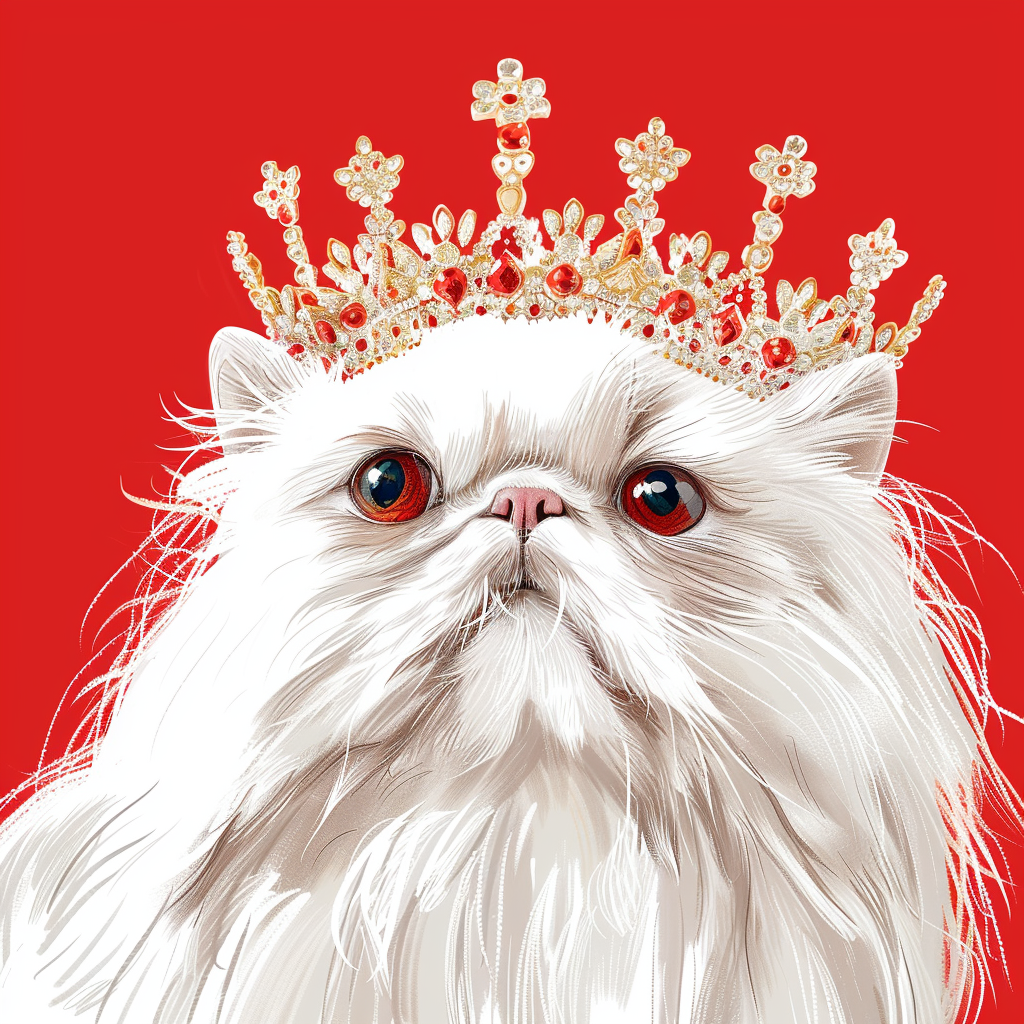 Persian Cat crowned majestic Expressive surreal Vinyl Decal Sticker for Car, Laptop, Tumbler and more # F016127