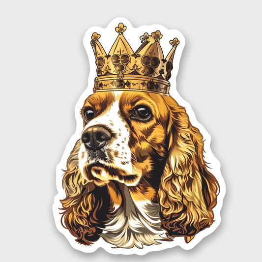 Cocker Spaniel Dog crowned majestic Expressive surreal Vinyl Decal Sticker for Car, Laptop, Tumbler and more # F020265-4" x 4"