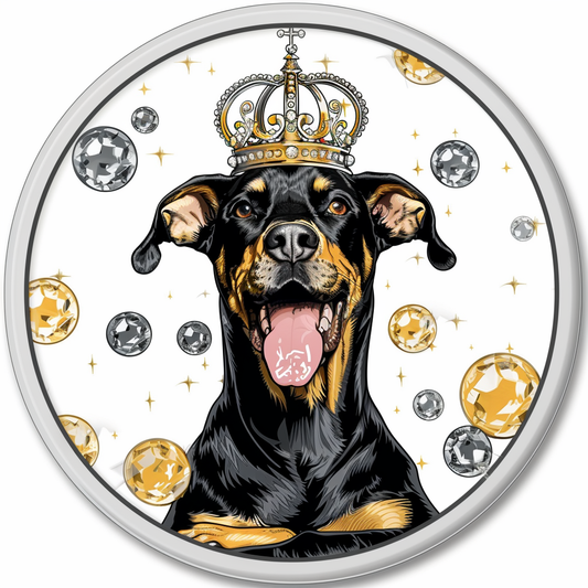 Doberman Pinscher Dog crowned Expressive surreal Vinyl Decal Sticker for Car, Laptop, Tumbler and more # F019341