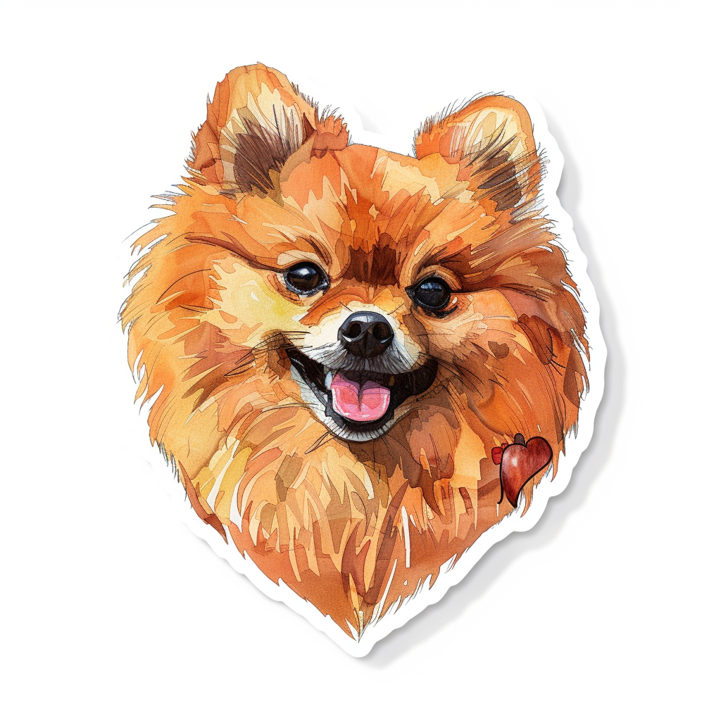 Sticker of a Pomeranian Dog majestic Expressive surreal Heartcore Vinyl Decal Sticker for Car, Laptop, Tumbler and more # F013991