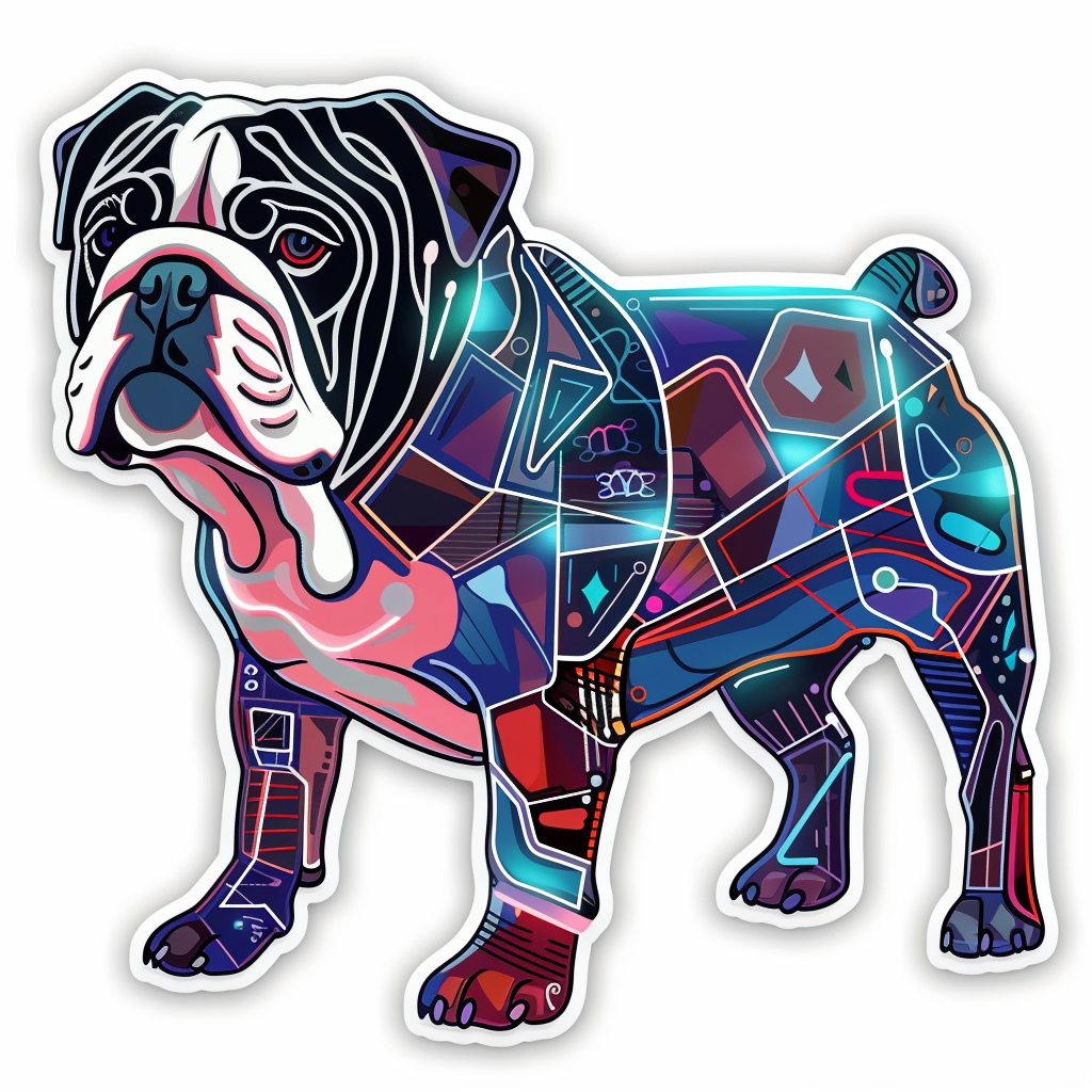 Bulldog Dog cyber punk majestic Expressive surreal Vinyl Decal Sticker for Car, Laptop, Tumbler and more # F017550