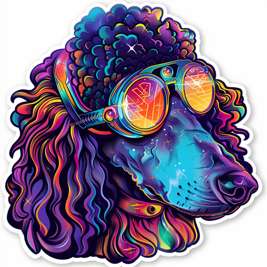 Poodle Dog cyber punk Vinyl Decal Sticker for Car, Laptop, Tumbler and more # F012527