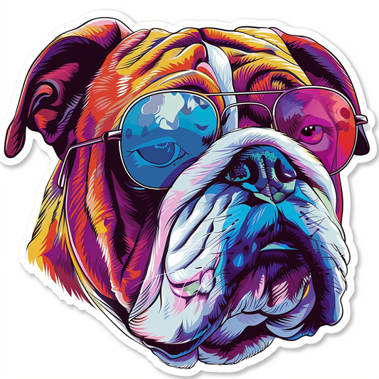 Bulldog Dog majestic Expressive surreal Vinyl Decal Sticker for Car, Laptop, Tumbler and more # F017387-14" x 14"