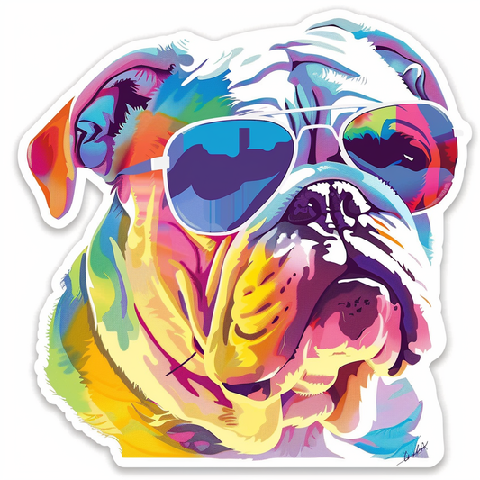 Bulldog Dog majestic Expressive surreal Vinyl Decal Sticker for Car, Laptop, Tumbler and more # F017388-12" x 12"