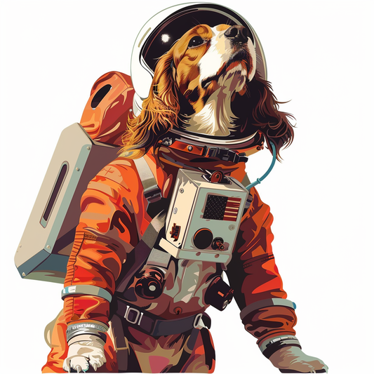 Sticker of a Cocker Spaniel Dog astronaut majestic Expressive surreal Vinyl Decal Sticker for Car, Laptop, Tumbler and more # F020183
