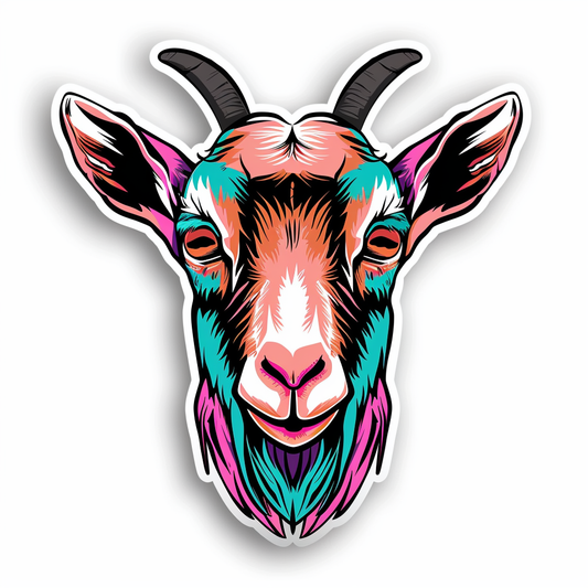 Goat cyber punk majestic Expressive surreal Vinyl Decal Sticker for Car, Laptop, Tumbler and more # F020615-4" x 4"