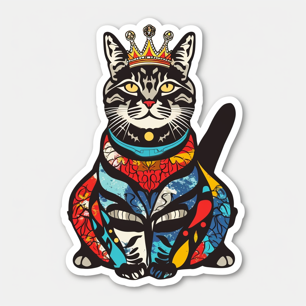 American Shorthair Cat majestic Expressive surreal Vinyl Decal Sticker for Car, Laptop, Tumbler and more # F019856-4" x 4"