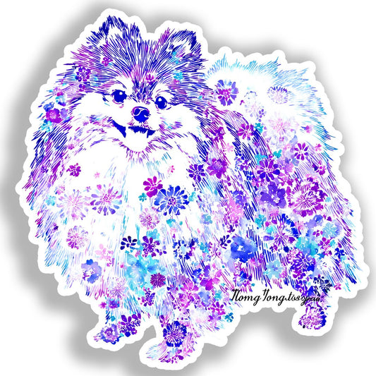 Pomeranian Dog Vinyl Decal Sticker for Car, Laptop, Tumbler and more # A017231-4" x 4"