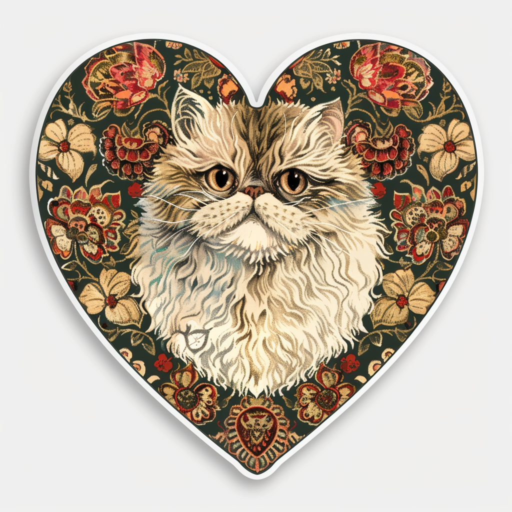 Sticker of a Persian Cat Expressive surreal Vinyl Decal Sticker for Car, Laptop, Tumbler and more # F016410