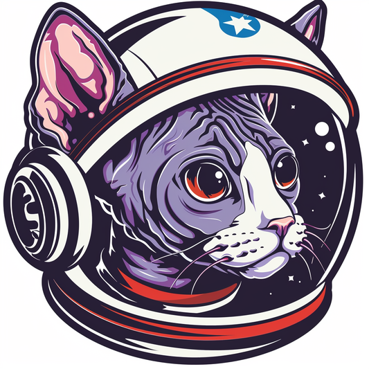 Adorable Cornish Rex Cat Expressive surreal Vinyl Decal Sticker for Car, Laptop, Tumbler and more # F021437-4" x 4"