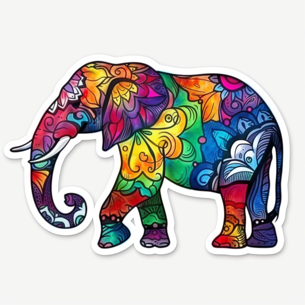 Elephant Expressive surreal Vinyl Decal Sticker for Car, Laptop, Tumbler and more # F022402