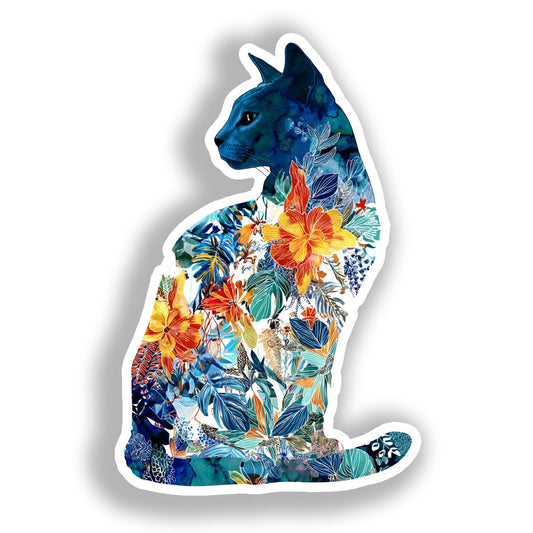 Russian Blue Cat Vinyl Decal Sticker for Car, Laptop, Tumbler and more # A019203-4" x 4"