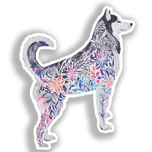 Siberian Husky Dog Vinyl Decal Sticker for Car, Laptop, Tumbler and more # A019186-4" x 4"