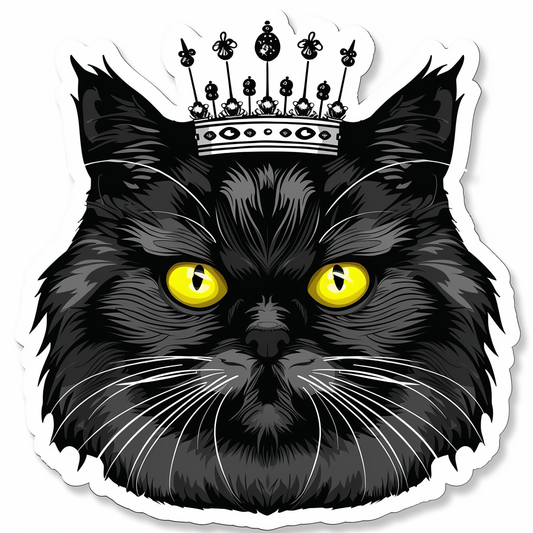 Persian Cat crowned majestic Expressive surreal Vinyl Decal Sticker for Car, Laptop, Tumbler and more # F016162