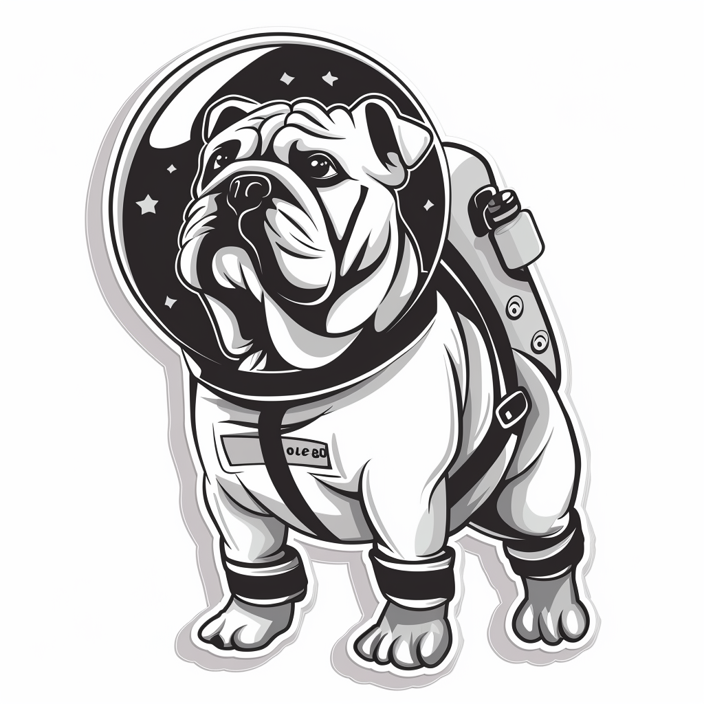 Bulldog Dog astronaut majestic Expressive surreal Vinyl Decal Sticker for Car, Laptop, Tumbler and more # F017350