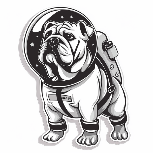 Bulldog Dog astronaut majestic Expressive surreal Vinyl Decal Sticker for Car, Laptop, Tumbler and more # F017350