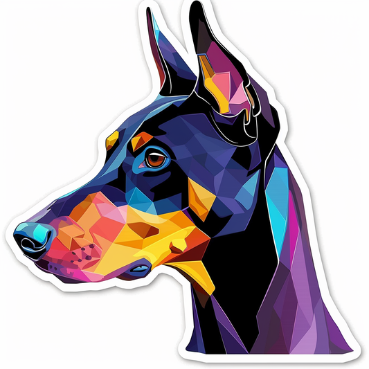 Sticker of a Doberman Pinscher Dog majestic Expressive surreal Vinyl Decal Sticker for Car, Laptop, Tumbler and more # F019244