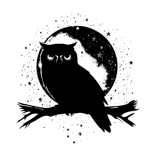 Owl Moon and Stars Vinyl Decal Sticker for Car, Laptop, Tumbler and more # F025780