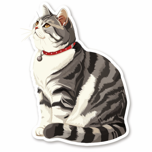 American Shorthair Cat majestic Expressive surreal Vinyl Decal Sticker for Car, Laptop, Tumbler and more # F019816-4" x 4"
