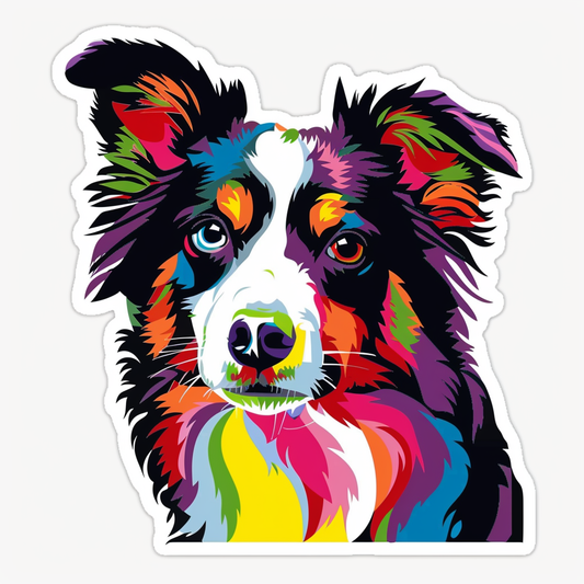 Border Collie Dog majestic Expressive surreal Vinyl Decal Sticker for Car, Laptop, Tumbler and more # F021818-4" x 4"