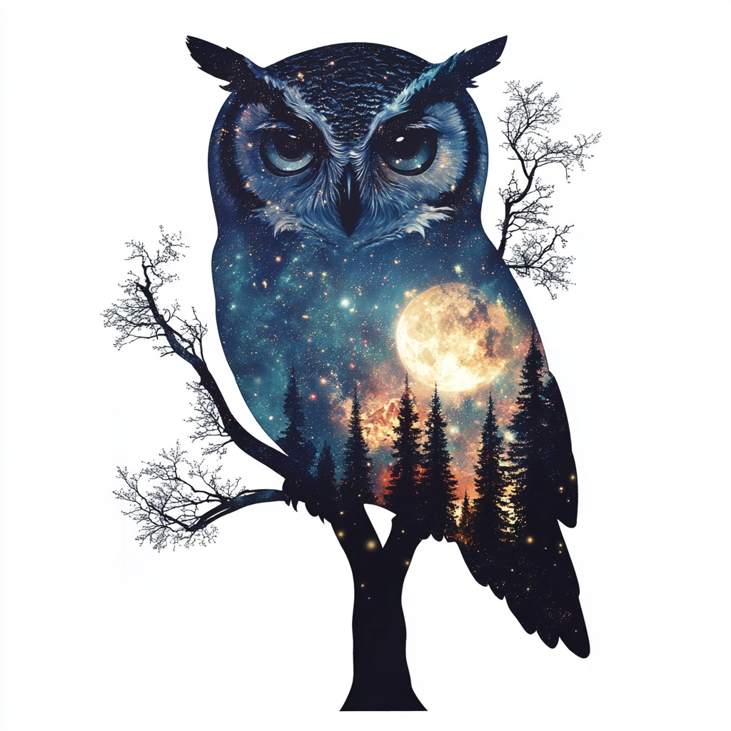 Owl Moon and Stars Vinyl Decal Sticker for Car, Laptop, Tumbler and more # F025722