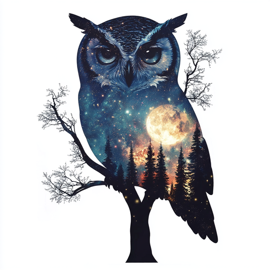Owl Moon and Stars Vinyl Decal Sticker for Car, Laptop, Tumbler and more # F025722
