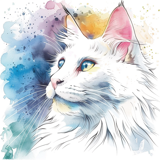Adorable Turkish Angora Cat  Vinyl Decal Sticker for Car, Laptop, Tumbler and more # F020877-4" x 4"