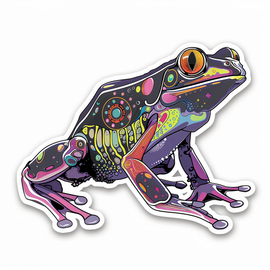 Sticker of a Frog cute and adorable Expressive surreal Vinyl Decal Sticker for Car, Laptop, Tumbler and more # F016745