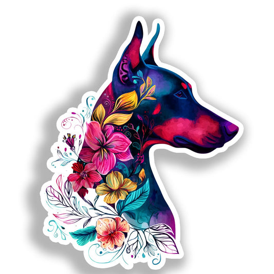Doberman Pnscher Dog Vinyl Decal Sticker for Car, Laptop, Tumbler and more # A019663-4" x 4"
