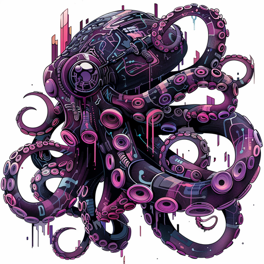 Octopus cyber punk majestic Expressive surreal Vinyl Decal Sticker for Car, Laptop, Tumbler and more # F015587
