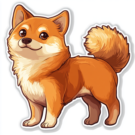 Shiba Inu sticker cartoon style Expressive surreal Vinyl Decal Sticker for Car, Laptop, Tumbler and more # F025791