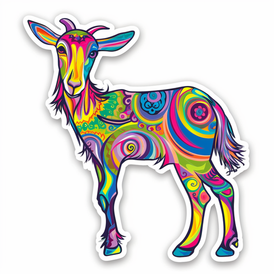 Goat majestic Expressive surreal Vinyl Decal Sticker for Car, Laptop, Tumbler and more # F020637-4" x 4"