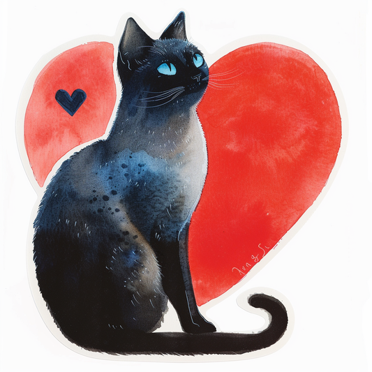 Burmese Cat heartcore Vinyl Decal Sticker for Car, Laptop, Tumbler and more # F010980