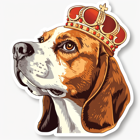 Beagle dog crowned Vinyl Decal Sticker for Car, Laptop, Tumbler and more # F011841