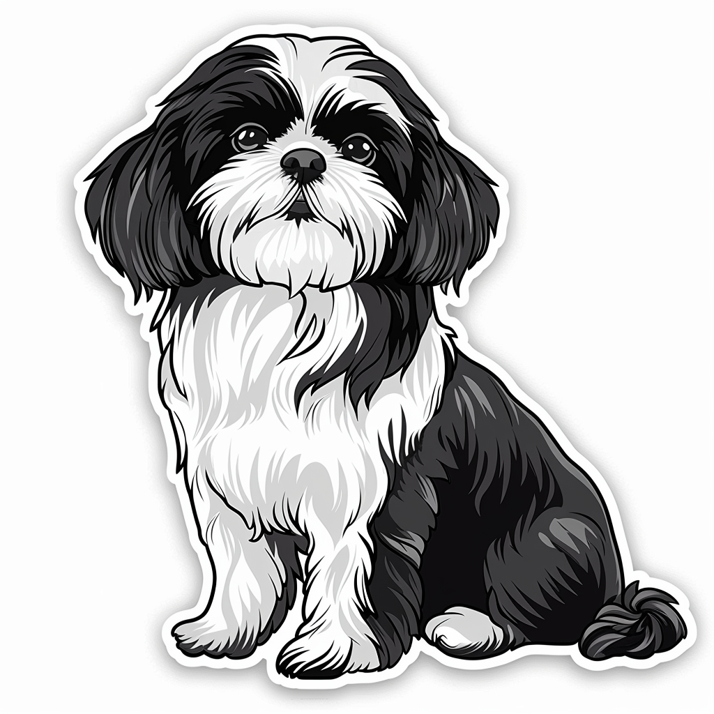 Adorable Shih Tzu Dog Expressive surreal Vinyl Decal Sticker for Car, Laptop, Tumbler and more # F018479