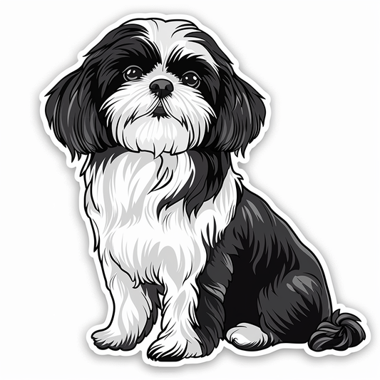 Adorable Shih Tzu Dog Expressive surreal Vinyl Decal Sticker for Car, Laptop, Tumbler and more # F018479