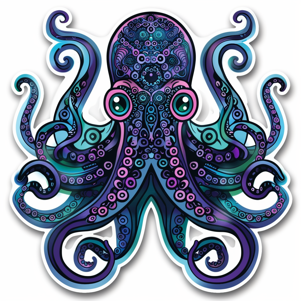 Octopus cyber punk majestic Expressive surreal Vinyl Decal Sticker for Car, Laptop, Tumbler and more # F015586