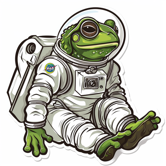 Sticker of a Frog astronaut majestic Expressive surreal Vinyl Decal Sticker for Car, Laptop, Tumbler and more # F016792