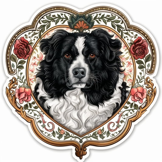 Border Collie Dog majestic Expressive surreal Vinyl Decal Sticker for Car, Laptop, Tumbler and more # F021874-4" x 4"