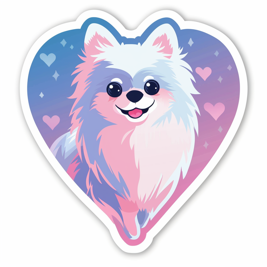 Sticker of a Pomeranian Dog majestic Expressive surreal Heartcore Vinyl Decal Sticker for Car, Laptop, Tumbler and more # F013992
