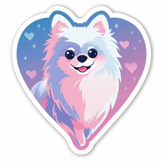 Sticker of a Pomeranian Dog majestic Expressive surreal Heartcore Vinyl Decal Sticker for Car, Laptop, Tumbler and more # F013992