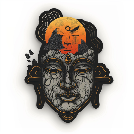 Buddha majestic Expressive surreal Vinyl Decal Sticker for Car, Laptop, Tumbler and more # F017064