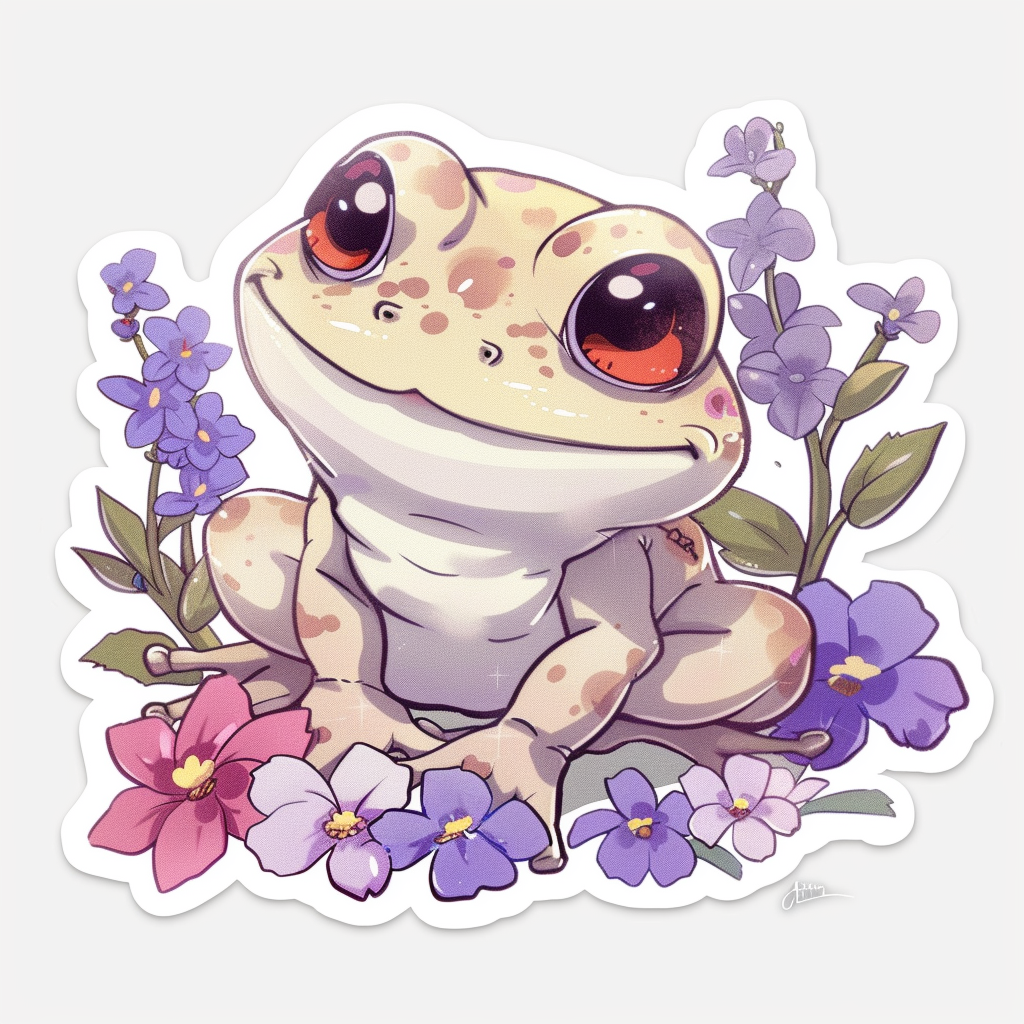 Sticker of an Adorable Frog with chubby cheeks Expressive surreal Vinyl Decal Sticker for Car, Laptop, Tumbler and more # F015887