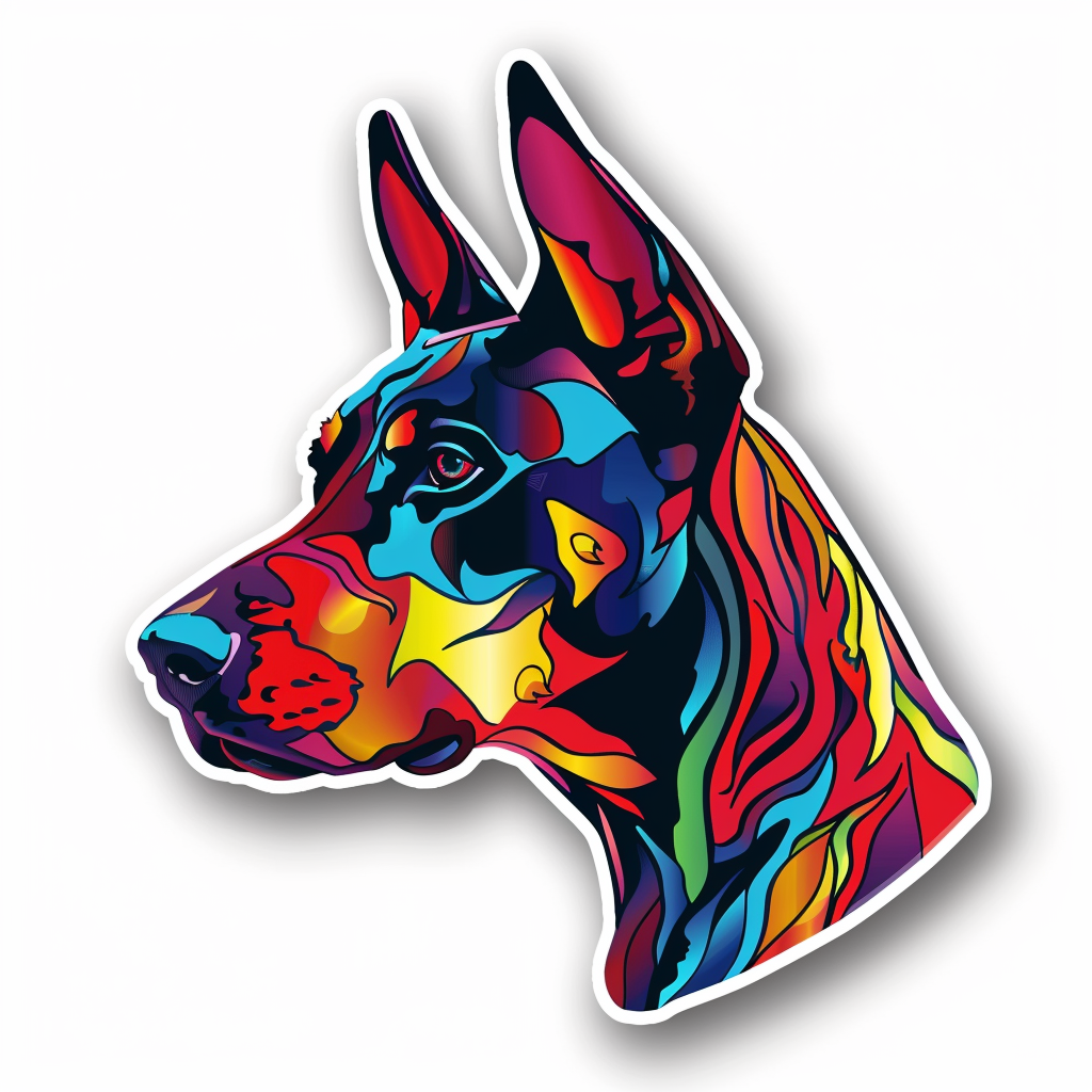 Doberman Pinscher Dog majestic Expressive surreal Vinyl Decal Sticker for Car, Laptop, Tumbler and more # F019319