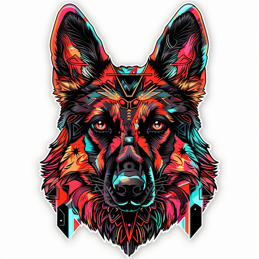 German Shepherd Dog cyber punk Vinyl Decal Sticker for Car, Laptop, Tumbler and more # F011535