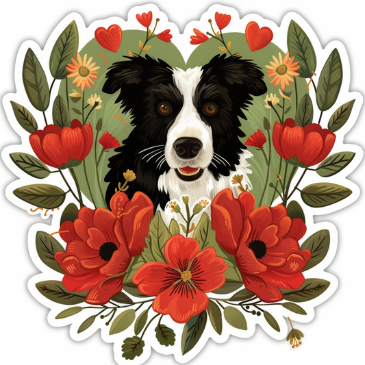Border Collie Dog majestic Expressive surreal Vinyl Decal Sticker for Car, Laptop, Tumbler and more # F021869-4" x 4"