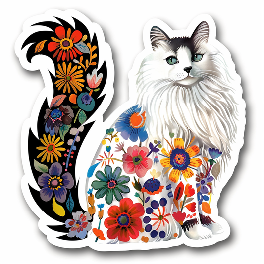Adorable Turkish Angora Cat  Vinyl Decal Sticker for Car, Laptop, Tumbler and more # F020812-4" x 4"