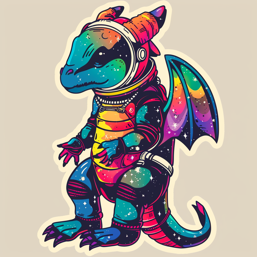 Sticker of a Dragon astronaut majestic Expressive surreal Vinyl Decal Sticker for Car, Laptop, Tumbler and more # F019153